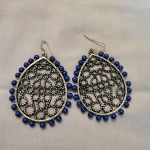 Silver earrings with blue